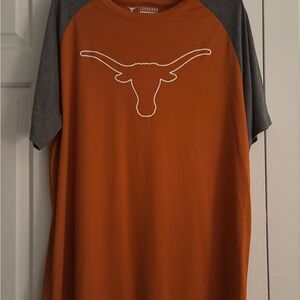 Texas longhorn Men's Short Sleeve Raglan Tee - Burnt Orange/Gray. Size XL.